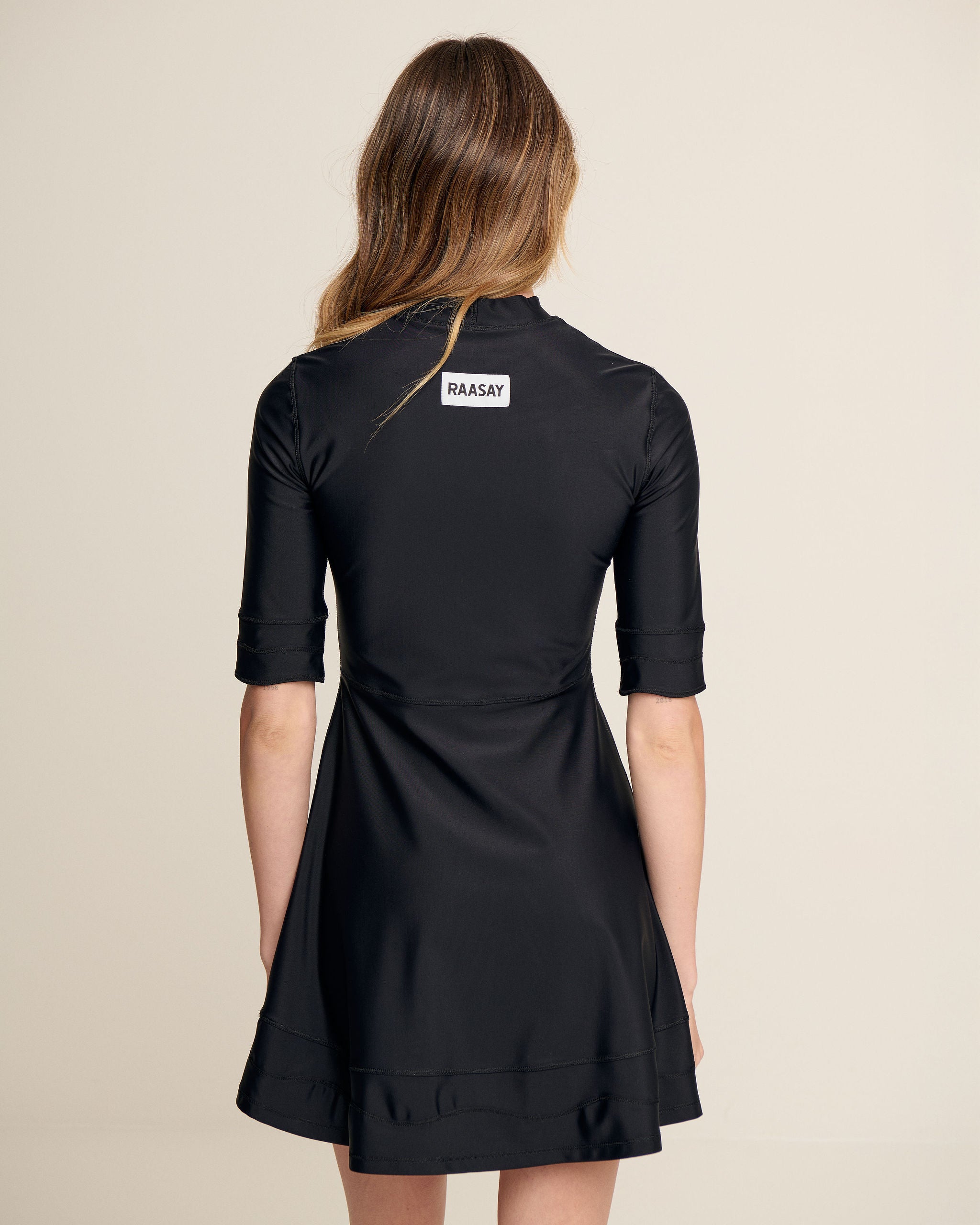 Waved Hem Dress - Black