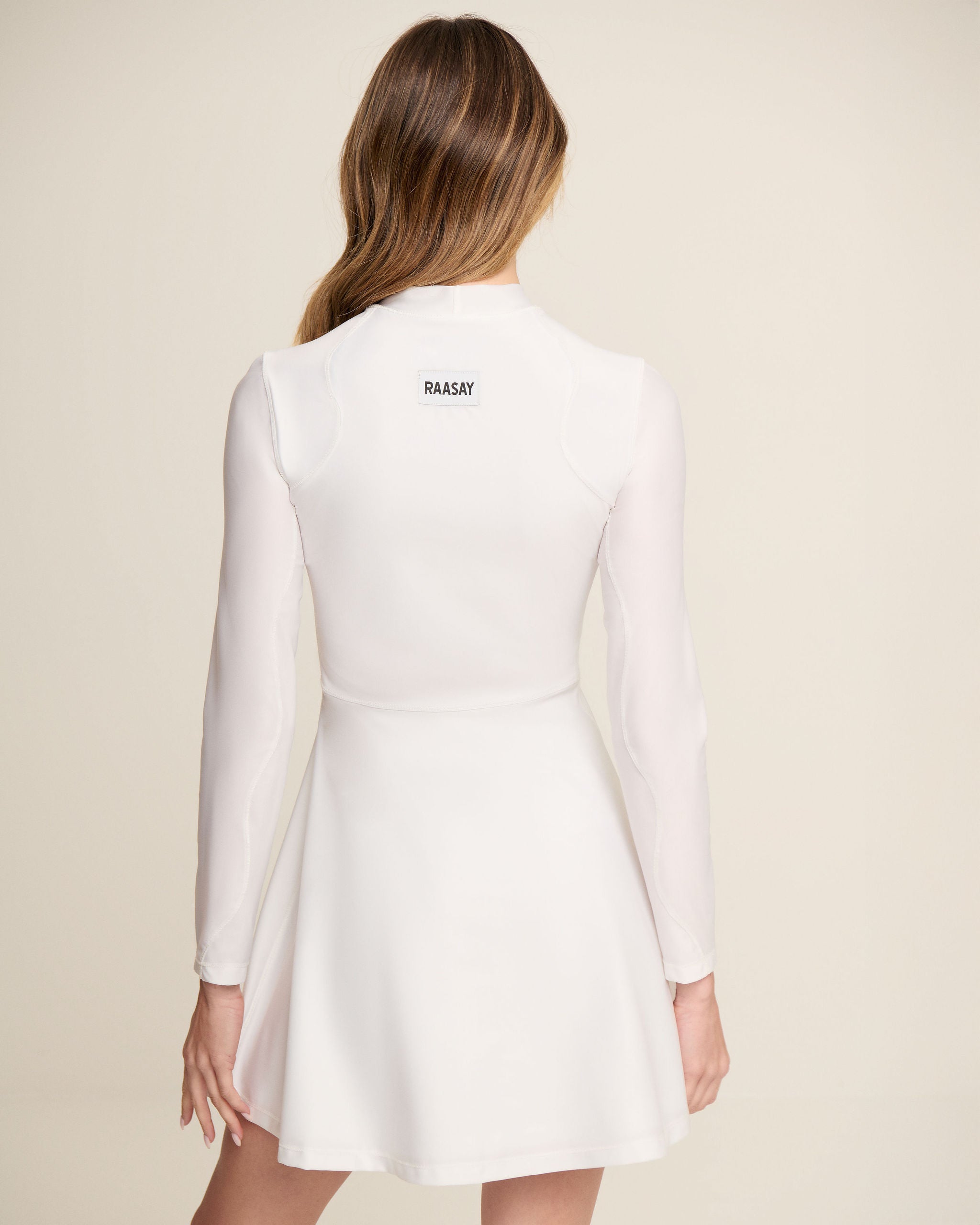 Wave Sleeves Dress - White