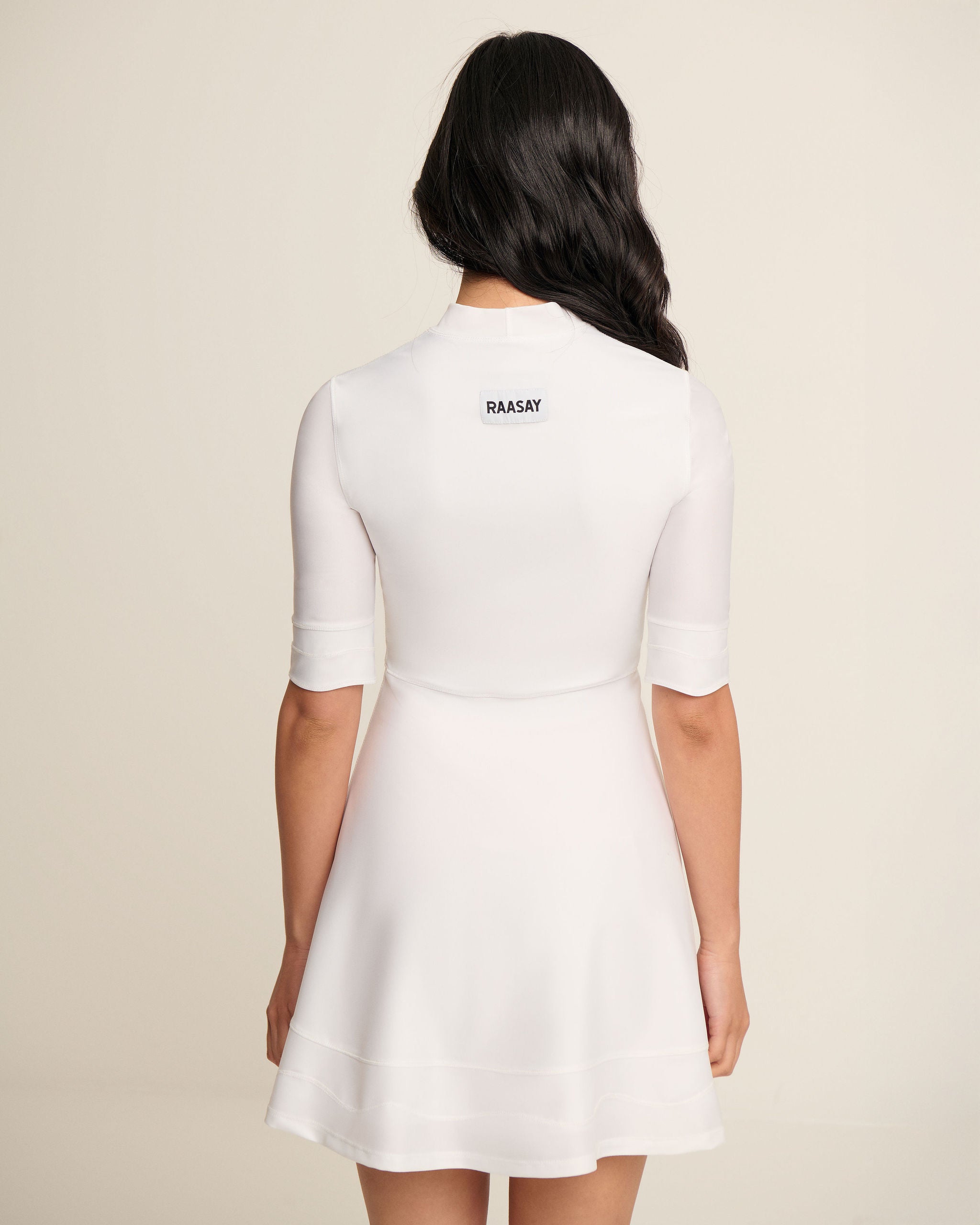 Waved Hem Dress - White