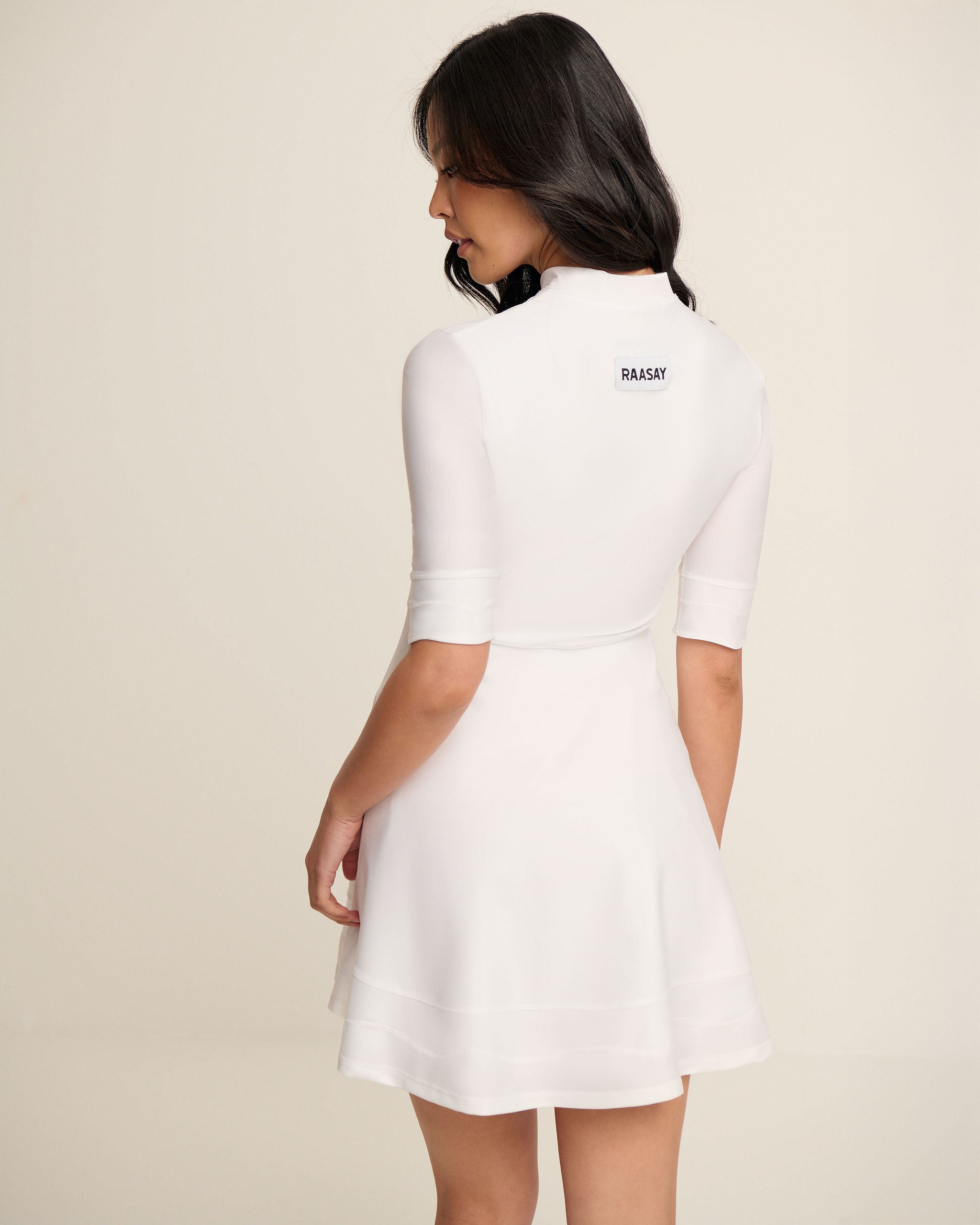 Waved Hem Dress - White