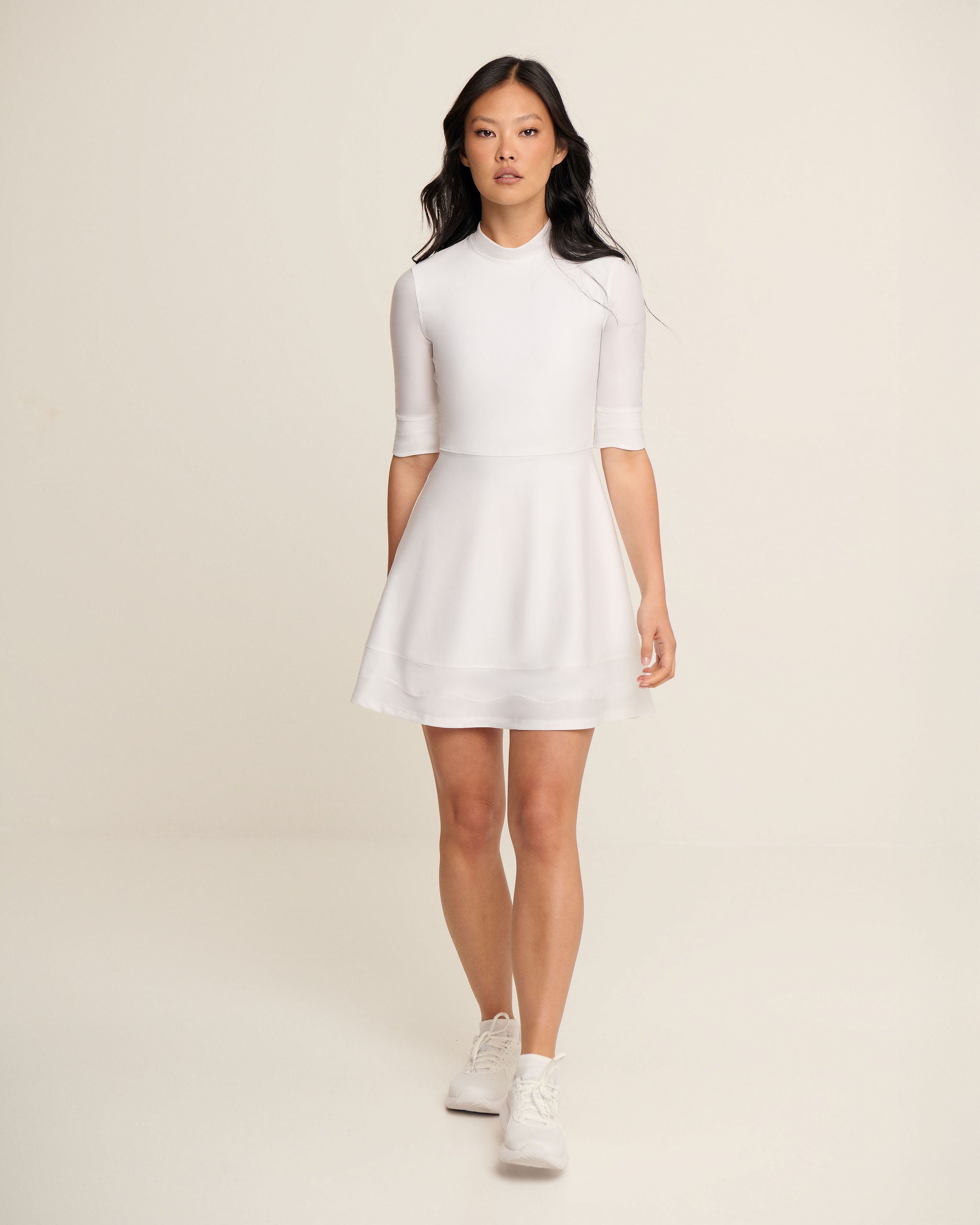 Waved Hem Dress - White