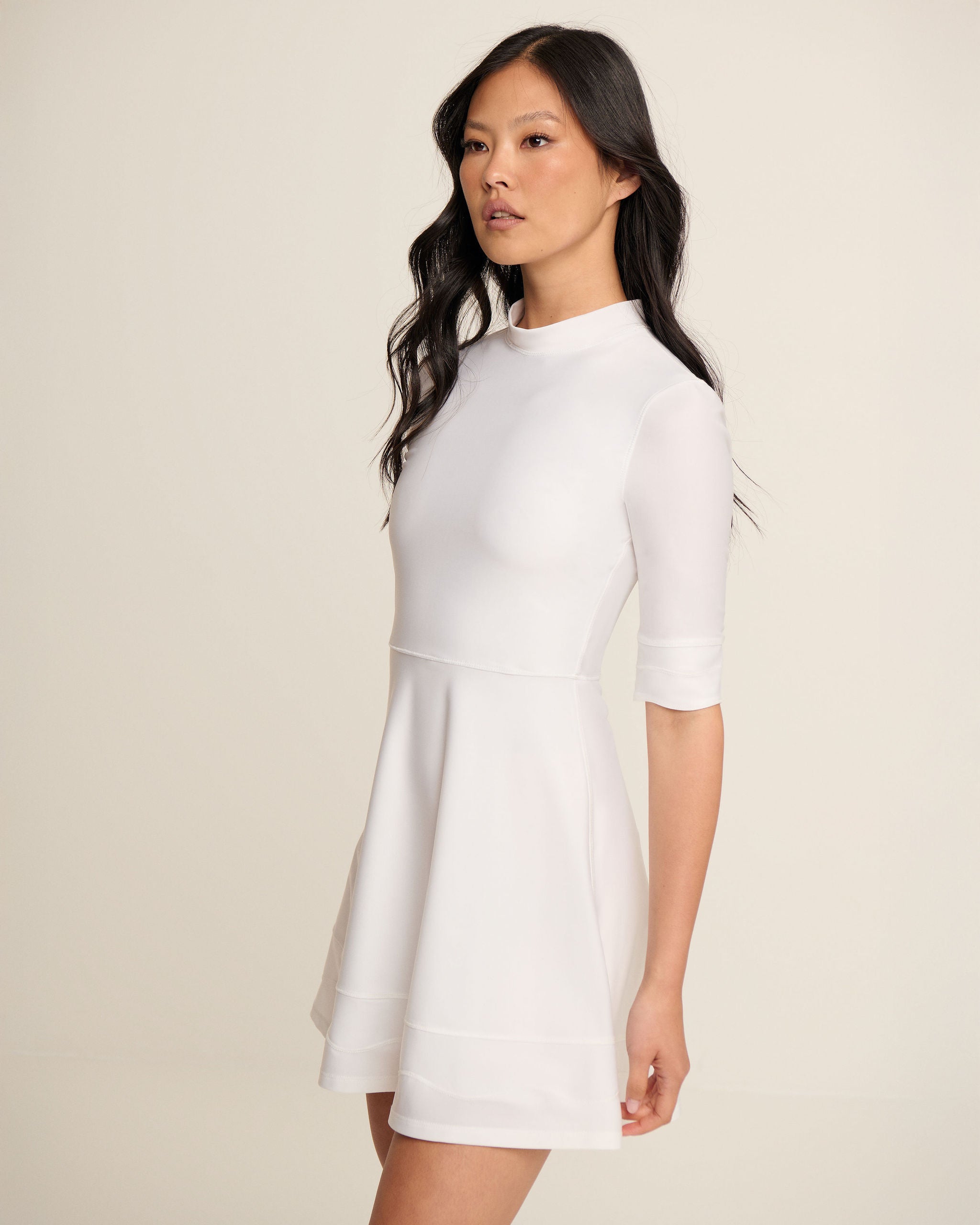 Waved Hem Dress - White