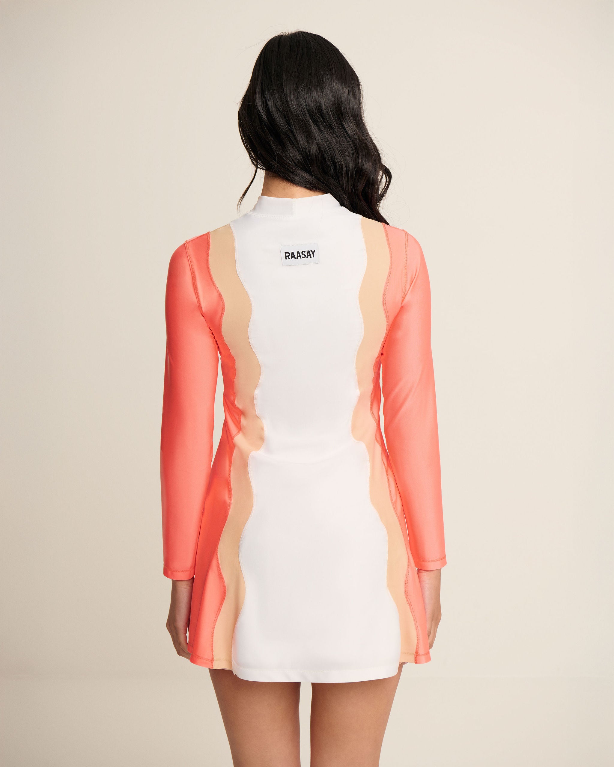 Centre Waves Dress - Orange, Cream & White